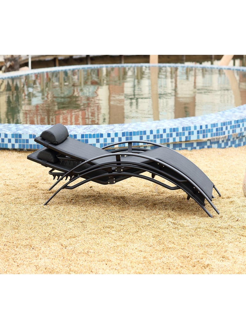 BAHIA - Transat ajustable noir en aluminium Noir - Kiabi
