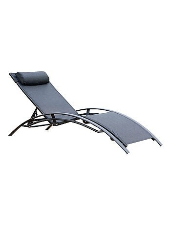 BAHIA Transat empilable et ajustable en aluminium noir