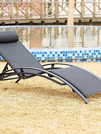 BAHIA Transat empilable et ajustable en aluminium noir