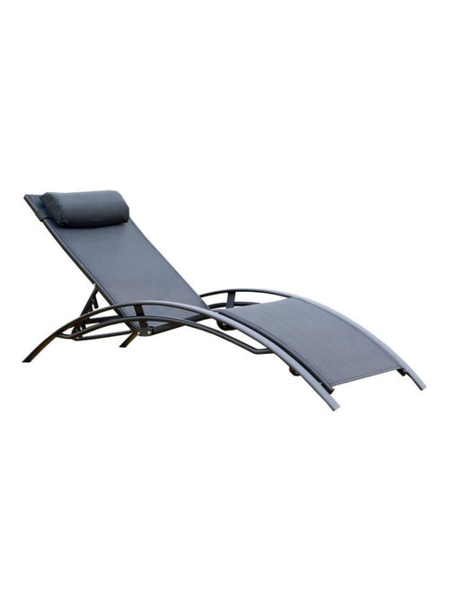 BAHIA Transat empilable et ajustable en aluminium noir - Kiabi