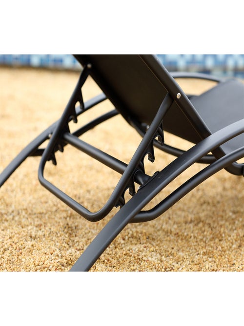BAHIA Transat empilable et ajustable en aluminium noir - Kiabi