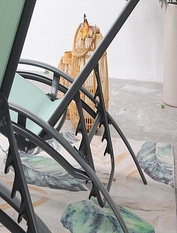 Bahia vert pastel x2 : Lot de 2 transats en aluminium et toile PVC