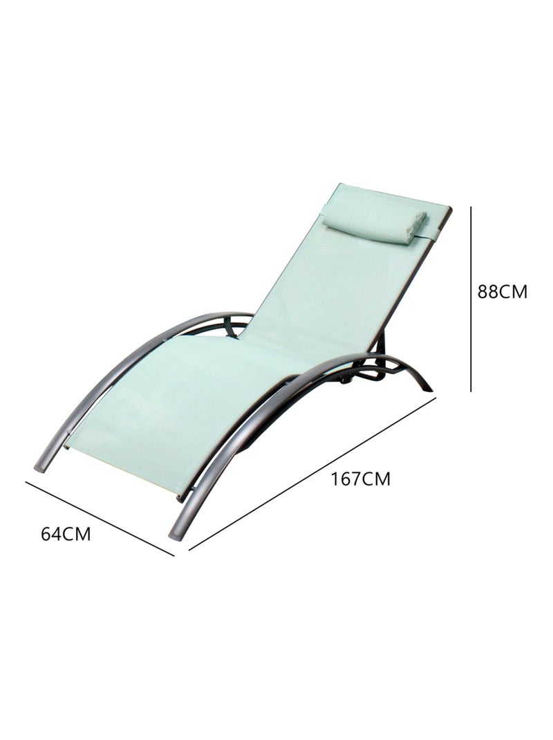 Bahia vert pastel x2 : Lot de 2 transats en aluminium et toile PVC Vert - Kiabi