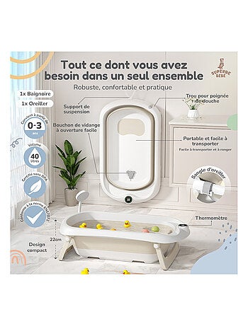 Baignoire b?b? pliable - Thermom?tre et coussin inclus | SUPERBE BEBE