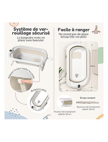 Baignoire b?b? pliable - Thermom?tre et coussin inclus | SUPERBE BEBE
