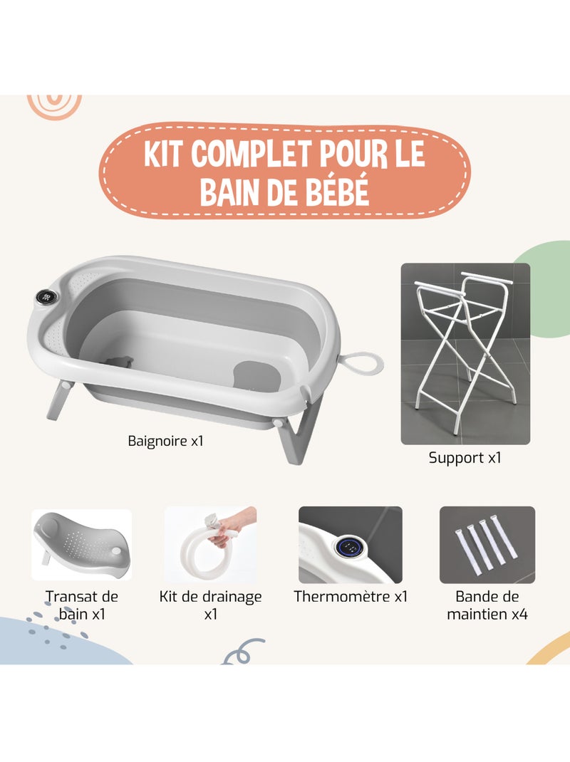 Baignoire b?b? pliable avec support - Kit complet | SUPERBE BEBE Gris - Kiabi