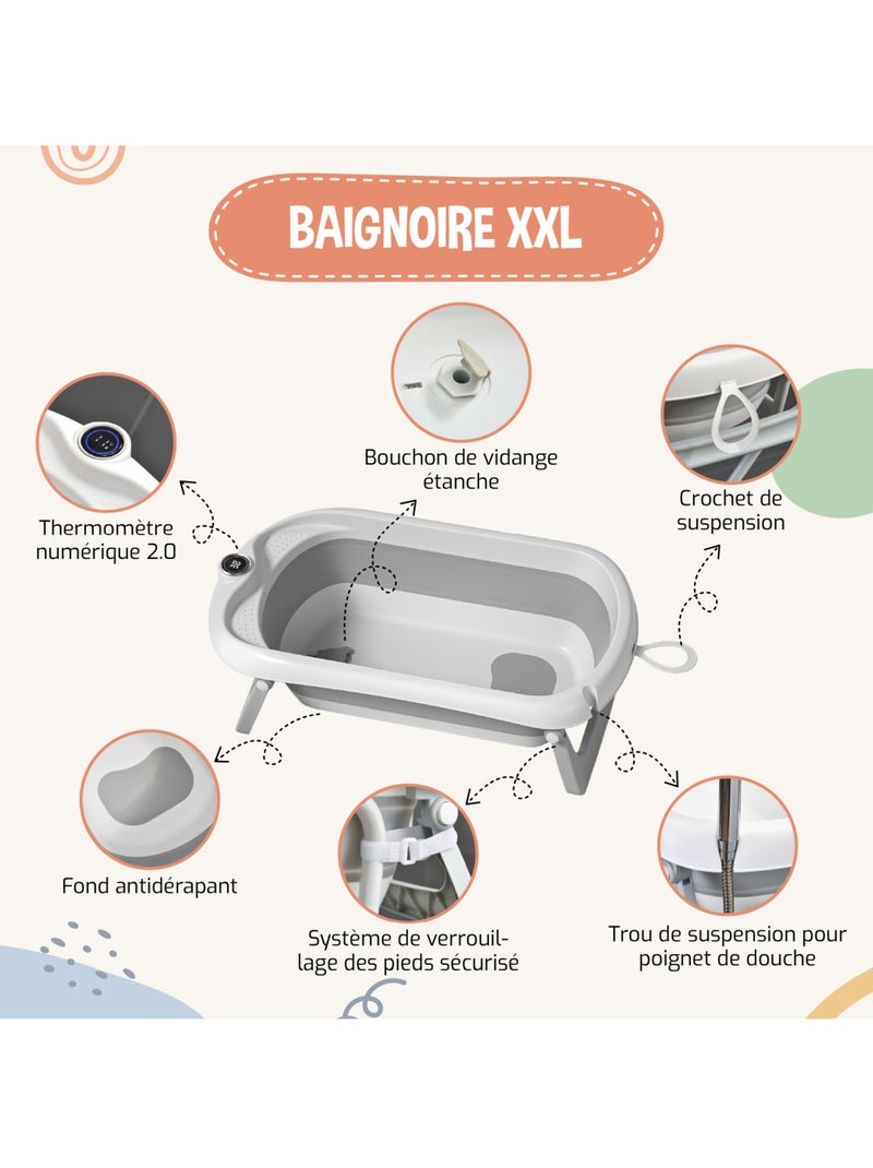Baignoire b?b? pliable avec support - Kit complet | SUPERBE BEBE Gris - Kiabi