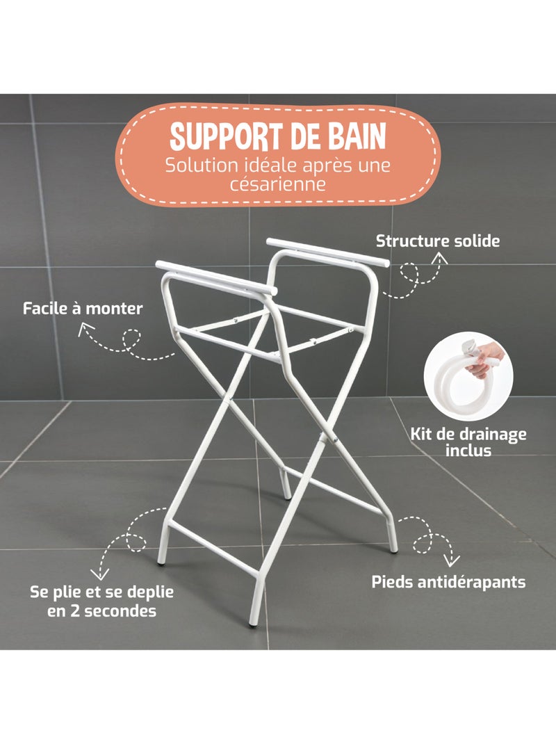 Baignoire b?b? pliable avec support - Kit complet | SUPERBE BEBE Gris - Kiabi