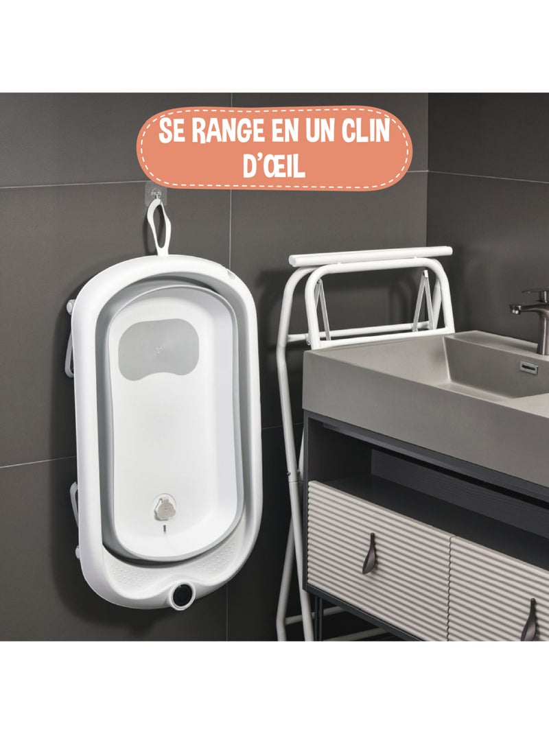 Baignoire b?b? pliable avec support - Kit complet | SUPERBE BEBE Gris - Kiabi
