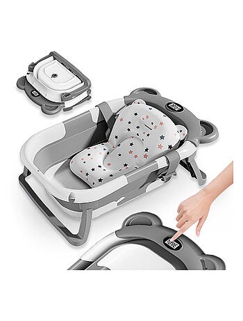 Baignoire bébé pliable - Thermomètre et coussin inclus - BEAR | SUPERBE BEBE