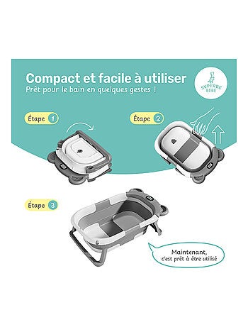 Baignoire bébé pliable - Thermomètre et coussin inclus - BEAR | SUPERBE BEBE