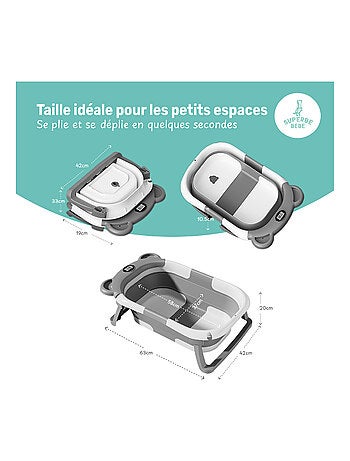 Baignoire bébé pliable - Thermomètre et coussin inclus - BEAR | SUPERBE BEBE
