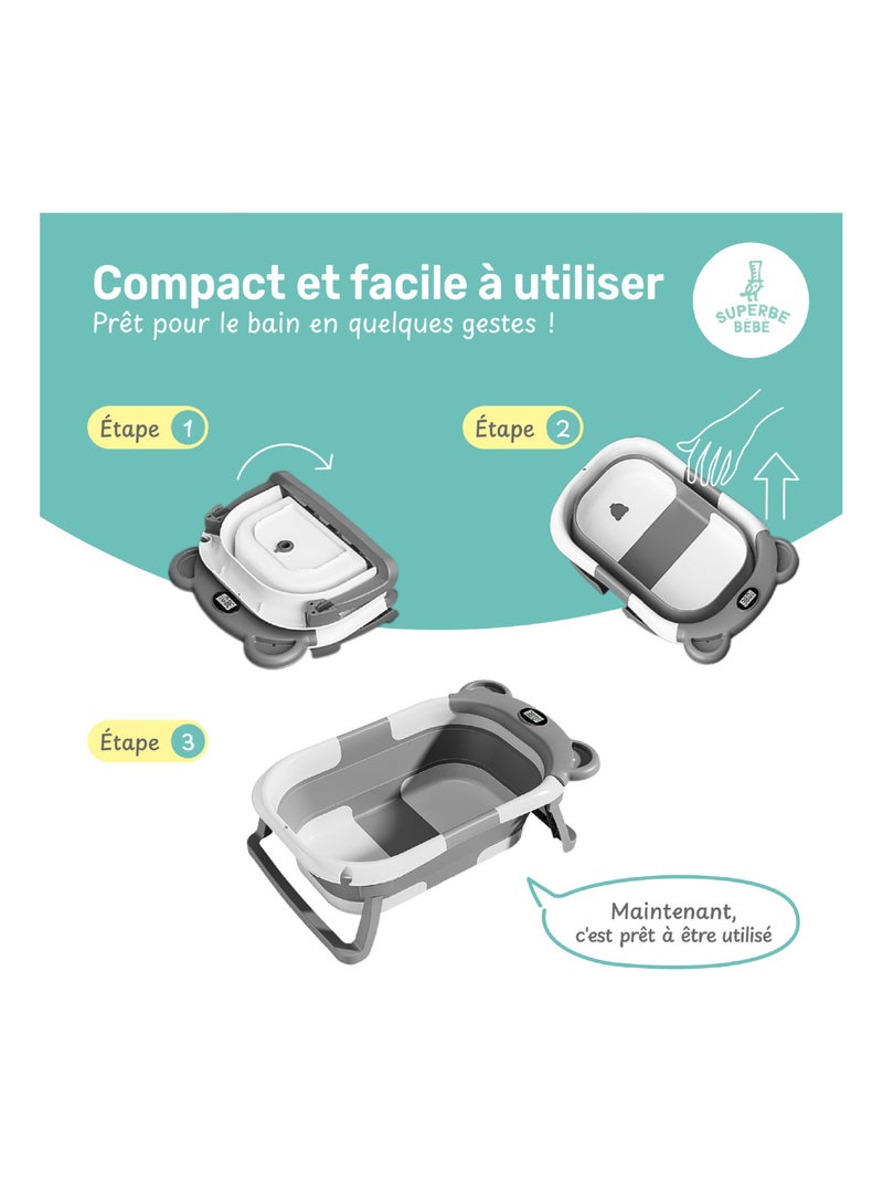 Seaux Pliables Bébé Baignoire Bébé Pliable Chipolino Bali 83cm - Avec Thermomètre Et 2 Seaux - Idéale Voyages Baignoire Thermomètre Intégré
