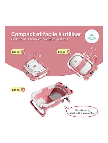 Baignoire bébé pliable - Thermomètre et coussin inclus - BEAR | SUPERBE BEBE