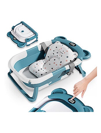 Baignoire bébé pliable - Thermomètre et coussin inclus - BEAR | SUPERBE BEBE