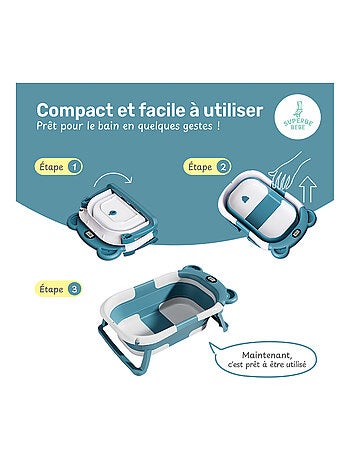 Baignoire bébé pliable - Thermomètre et coussin inclus - BEAR | SUPERBE BEBE