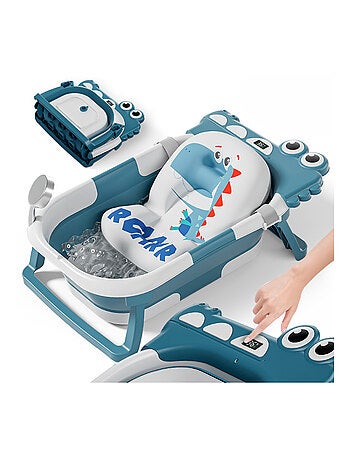 Baignoire bébé pliable - Thermomètre et coussin inclus - DINO | SUPERBE BEBE