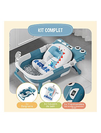 Baignoire bébé pliable - Thermomètre et coussin inclus - DINO | SUPERBE BEBE