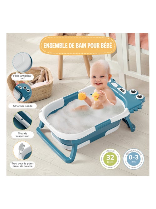 Baignoire bébé pliable - Thermomètre et coussin inclus - DINO | SUPERBE BEBE - Kiabi