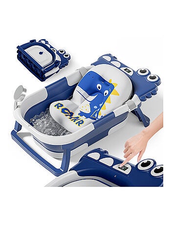 Baignoire bébé pliable - Thermomètre et coussin inclus - DINO | SUPERBE BEBE