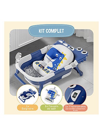Baignoire bébé pliable - Thermomètre et coussin inclus - DINO | SUPERBE BEBE