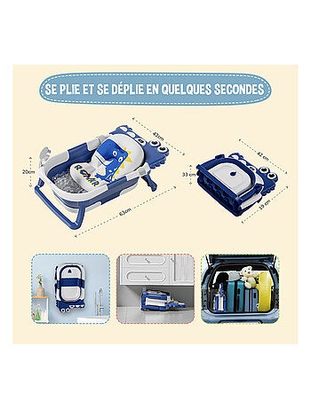 Baignoire bébé pliable - Thermomètre et coussin inclus - DINO | SUPERBE BEBE