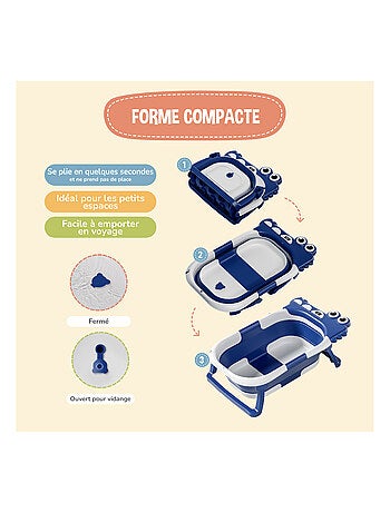 Baignoire bébé pliable - Thermomètre et coussin inclus - DINO | SUPERBE BEBE