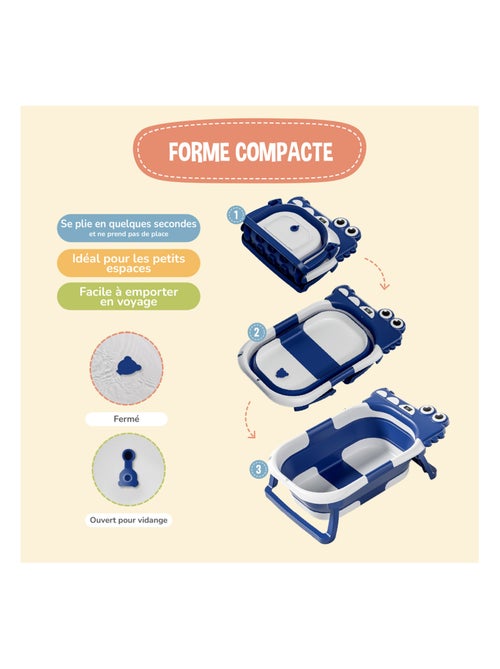 Baignoire bébé pliable - Thermomètre et coussin inclus - DINO | SUPERBE BEBE - Kiabi