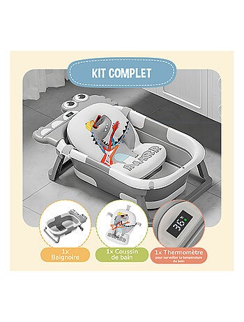 Baignoire bébé pliable - Thermomètre et coussin inclus - DINO | SUPERBE BEBE