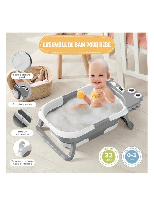Baignoire bébé pliable - Thermomètre et coussin inclus - DINO | SUPERBE BEBE - Kiabi