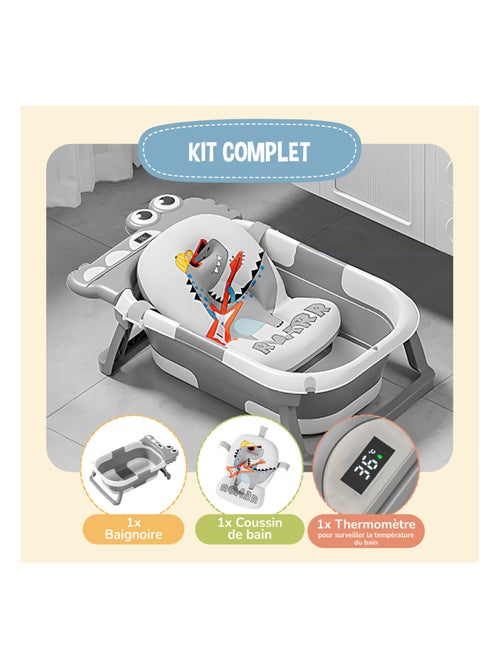 Baignoire bébé pliable - Thermomètre et coussin inclus - DINO | SUPERBE BEBE - Kiabi