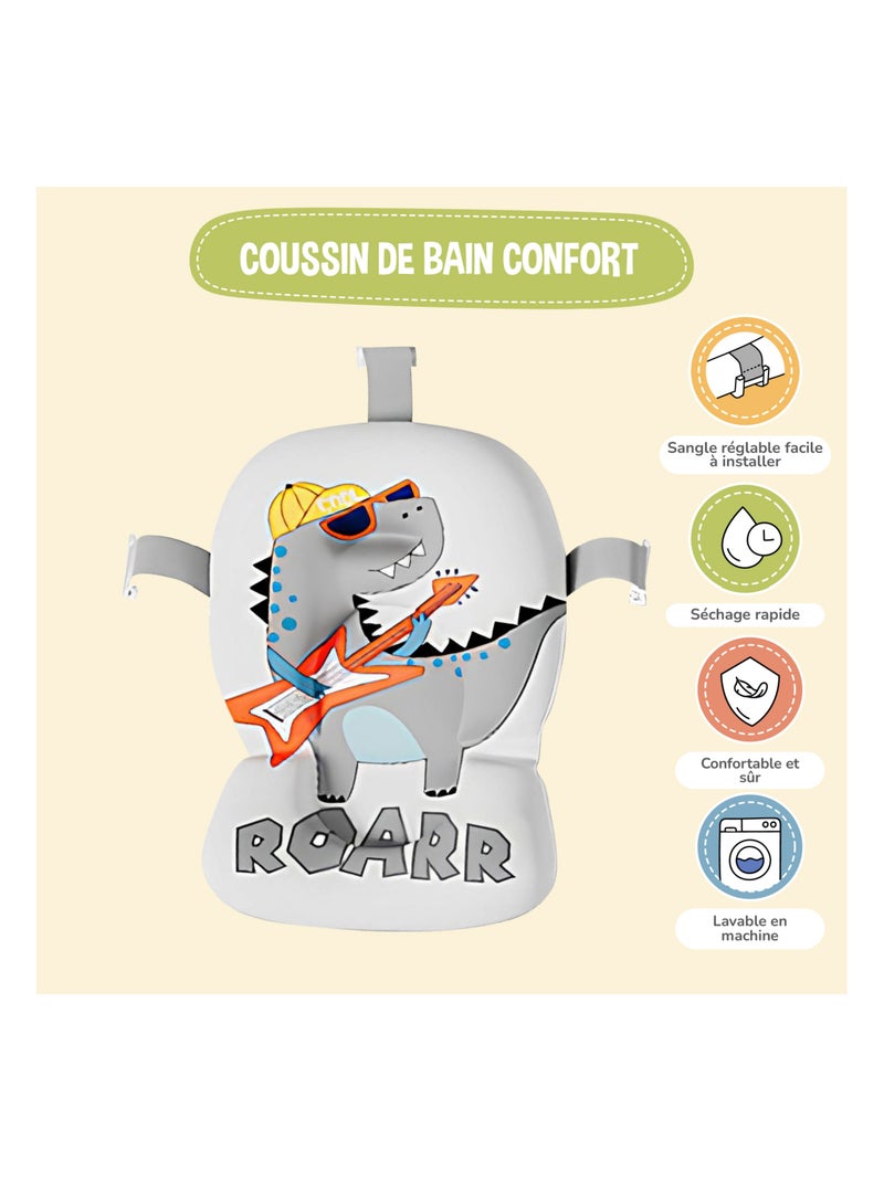 Baignoire bébé pliable - Thermomètre et coussin inclus - DINO | SUPERBE BEBE Gris - Kiabi