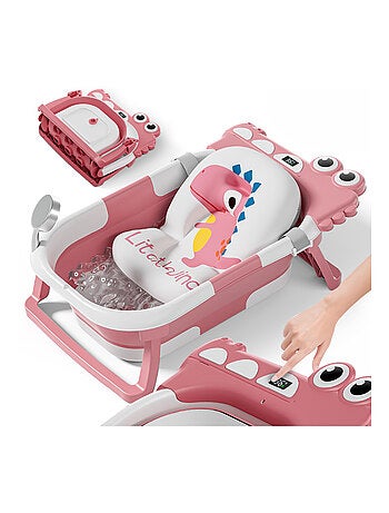 Baignoire bébé pliable - Thermomètre et coussin inclus - DINO | SUPERBE BEBE