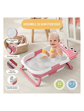 Baignoire bébé pliable - Thermomètre et coussin inclus - DINO | SUPERBE BEBE