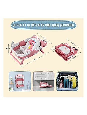 Baignoire bébé pliable - Thermomètre et coussin inclus - DINO | SUPERBE BEBE