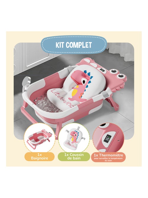 Baignoire bébé pliable - Thermomètre et coussin inclus - DINO | SUPERBE BEBE - Kiabi
