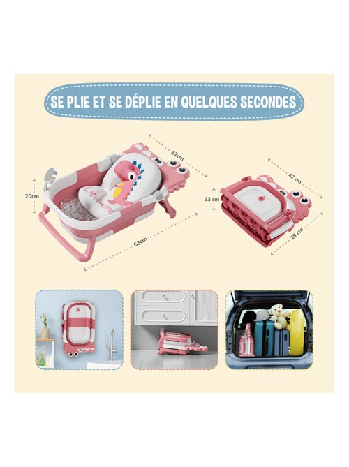 Baignoire bébé pliable - Thermomètre et coussin inclus - DINO | SUPERBE BEBE - Kiabi