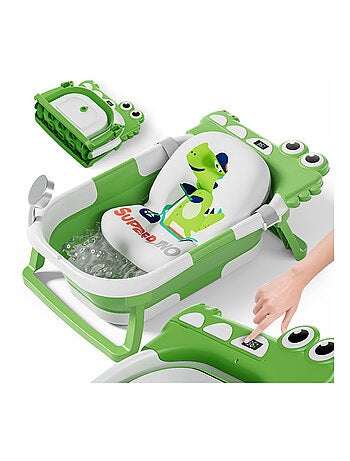 Baignoire bébé pliable - Thermomètre et coussin inclus - DINO | SUPERBE BEBE