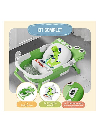 Baignoire bébé pliable - Thermomètre et coussin inclus - DINO | SUPERBE BEBE