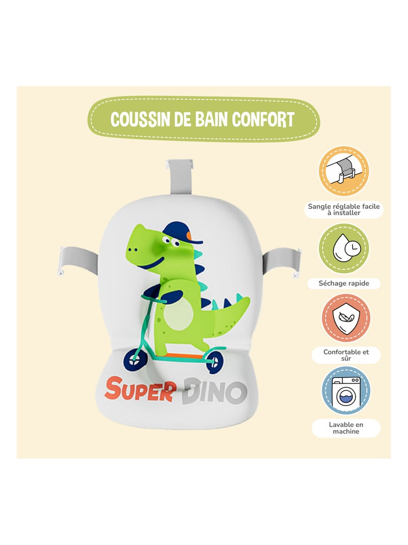 Baignoire bébé pliable - Thermomètre et coussin inclus - DINO | SUPERBE BEBE Vert clair - Kiabi