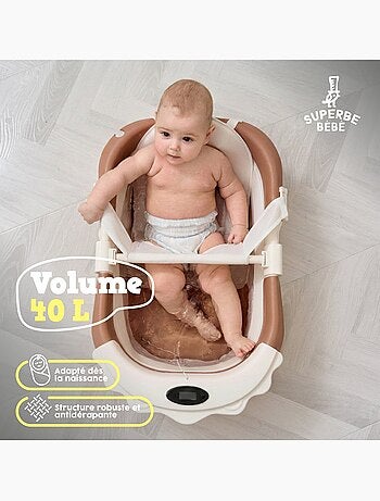 Baignoire bébé pliable - Thermomètre et coussin inclus - LION | SUPERBE BEBE