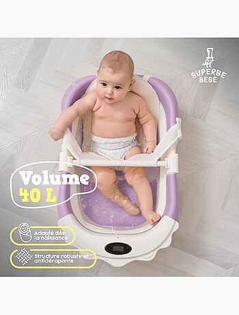 Baignoire bébé pliable - Thermomètre et coussin inclus - LION | SUPERBE BEBE