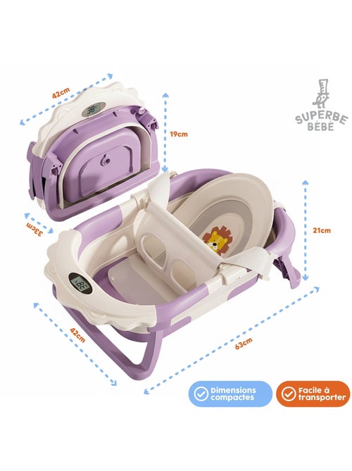 Baignoire bébé pliable - Thermomètre et coussin inclus - LION | SUPERBE BEBE - Kiabi
