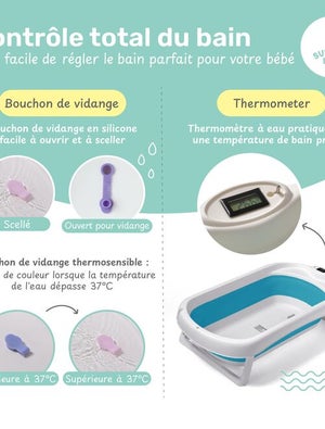 Siège De Bain Bébé Pliable - Support De Baignoire Pour Nouveau-nés 0-24 Mois - Maille Respirante Et Antidérapante - Gris
