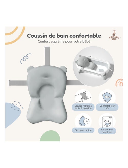 Baignoire Bébé XXL Funny Farm 100 Cm + Support + Tuyau D'Évacuation - Blanc, Sans BPA