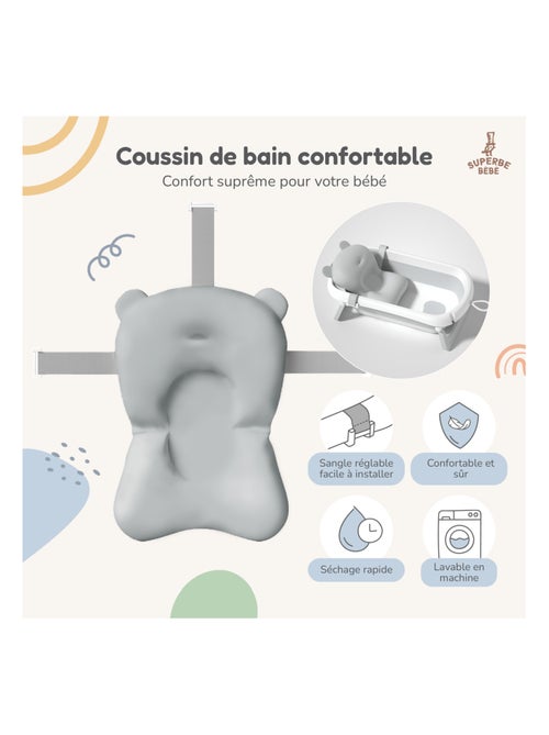 Baignoire bébé pliable - Thermomètre et coussin inclus | SUPERBE BEBE - Kiabi