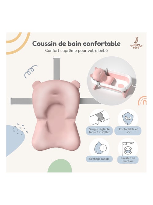 Baignoire bébé pliable - Thermomètre et coussin inclus | SUPERBE BEBE - Kiabi