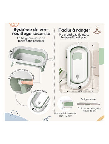 Baignoire bébé pliable - Thermomètre et coussin inclus | SUPERBE BEBE
