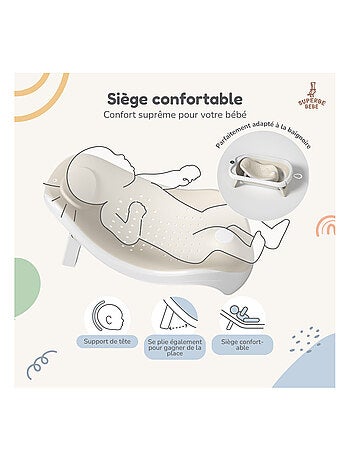 Baignoire bébé pliable - Thermomètre et transat inclus | SUPERBE BEBE