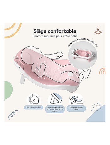 Baignoire bébé pliable - Thermomètre et transat inclus | SUPERBE BEBE